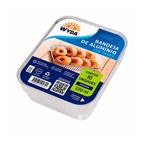 Bandeja de Aluminio com Tampa Wyda D12 200ml com 10 unidades-1-